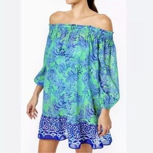 Lilly Pulitzer Maribeth Coverup Large Cabana Green Keepin It Reel EUC